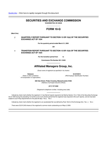 Thumbnail Affiliated Managers Group 10-Q Quarterly Report FY 