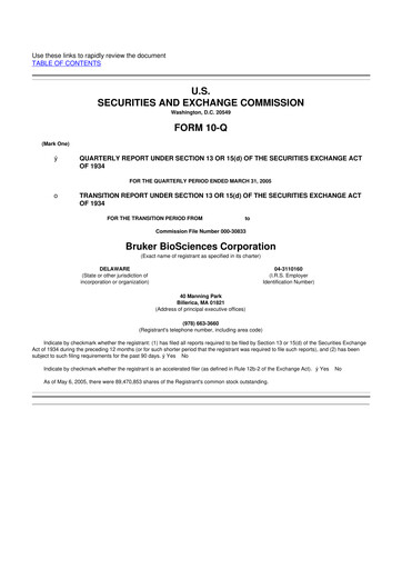 Thumbnail Bruker 10-Q Quarterly Report FY 