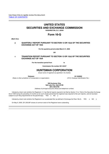 Thumbnail Huntsman Corporation
 10-Q Quarterly Report FY 