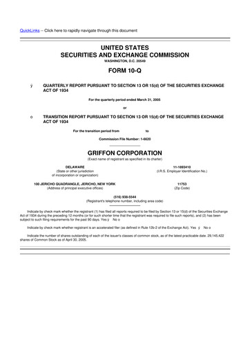 Thumbnail Griffon Corporation
 10-Q Quarterly Report FY 