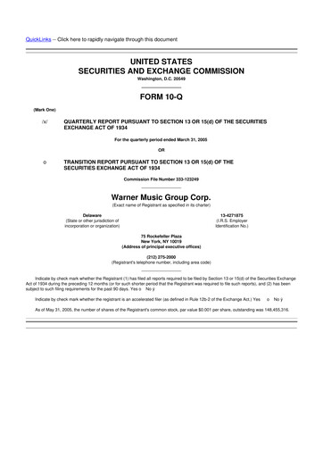 Thumbnail Warner Music Group
 10-Q Quarterly Report FY 