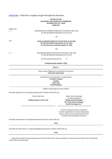 Thumbnail BP 20-F Annual Report 