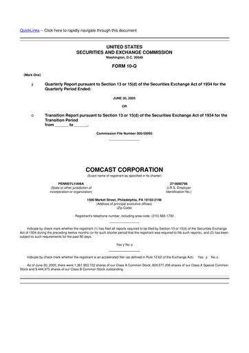 Vorschaubild Comcast 10-Q Quartalsbericht  