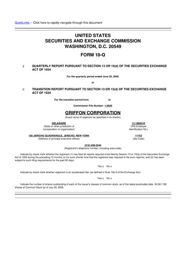 Thumbnail Griffon Corporation
 10-Q Quarterly Report FY 