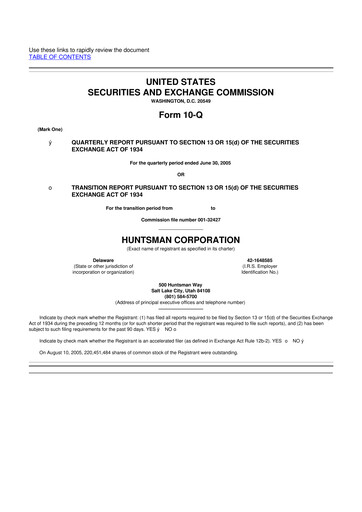 Thumbnail Huntsman Corporation
 10-Q Quarterly Report FY 