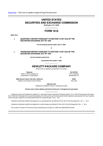 Thumbnail HP 10-Q Quarterly Report FY 