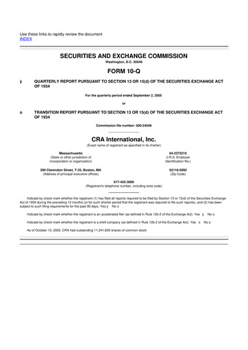 Thumbnail CRA International
 10-Q Quarterly Report FY 