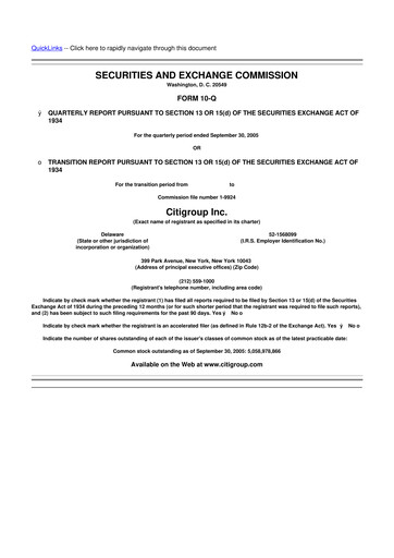 Thumbnail Citigroup 10-Q Quarterly Report FY 