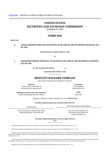 Thumbnail HP 10-K Annual Report 