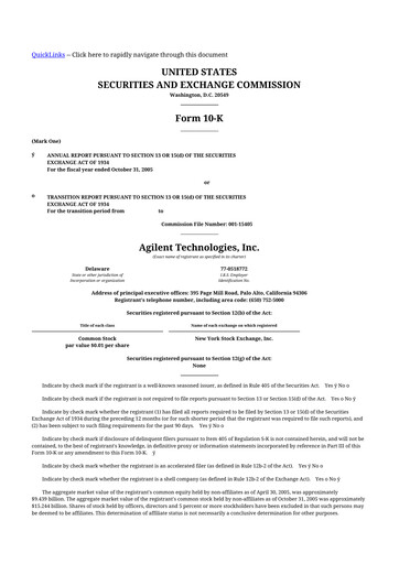 Thumbnail Agilent Technologies 10-K Annual Report 