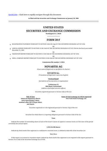 Thumbnail Novartis 20-F Annual Report 