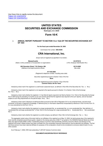 Thumbnail CRA International
 10-K Annual Report 