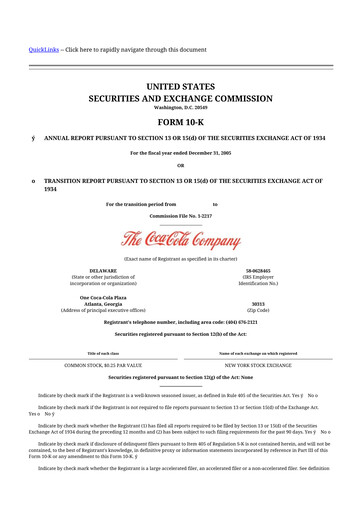 Thumbnail Coca-Cola 10-K Annual Report 