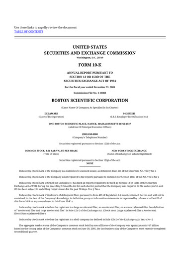 Thumbnail Boston Scientific 10-K Annual Report 