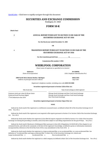 Thumbnail Whirlpool 10-K Annual Report 