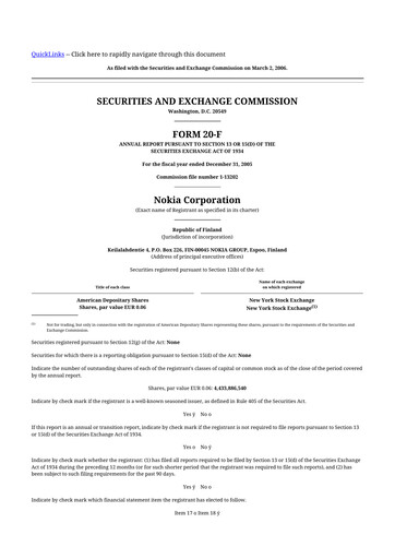 Vorschaubild Nokia 20-F Jahresbericht 