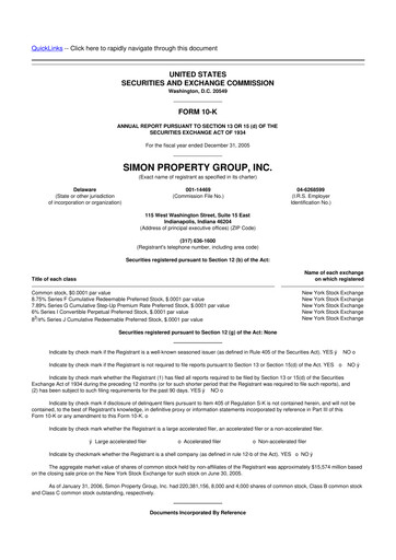 Vorschaubild Simon Property Group 10-K Jahresbericht 