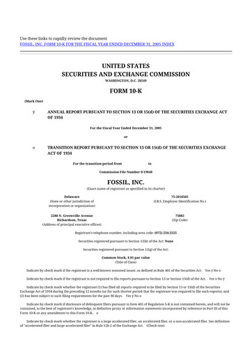 Thumbnail Fossil Group 10-K Annual Report 