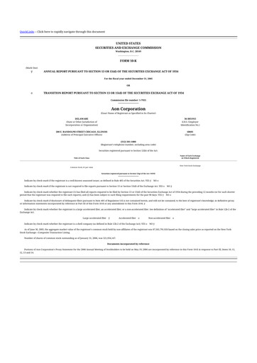 Thumbnail Aon 10-K Annual Report 