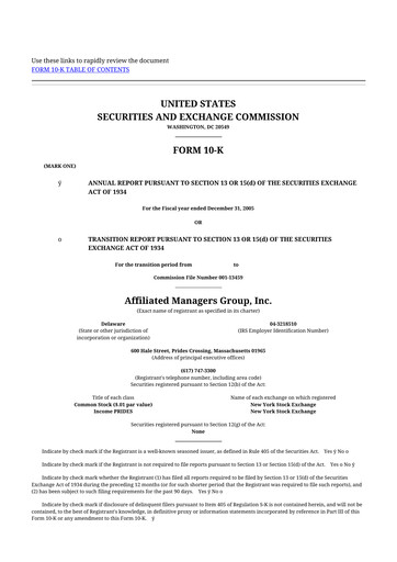 Thumbnail Affiliated Managers Group 10-K Annual Report 