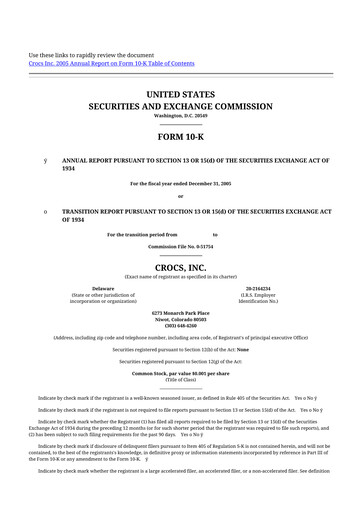 Thumbnail Crocs 10-K Annual Report 