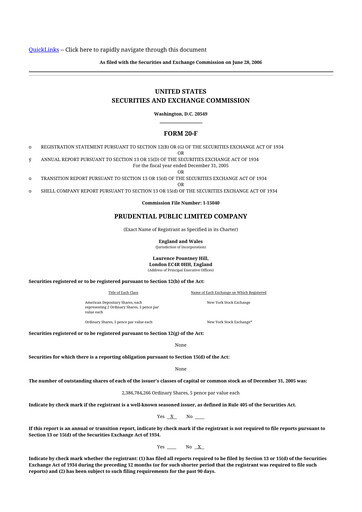 Thumbnail Prudential 20-F Annual Report 