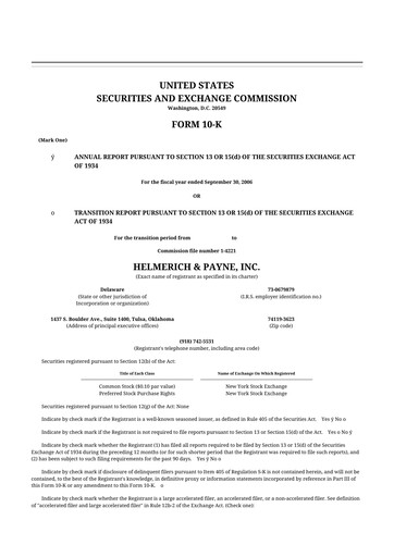 Thumbnail Helmerich & Payne

 10-K Annual Report 