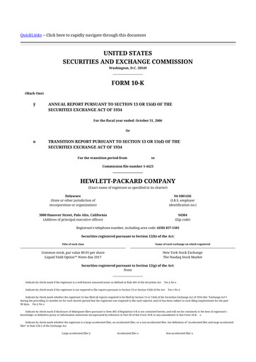 Thumbnail HP 10-K Annual Report 