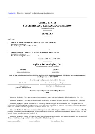 Thumbnail Agilent Technologies 10-K Annual Report 