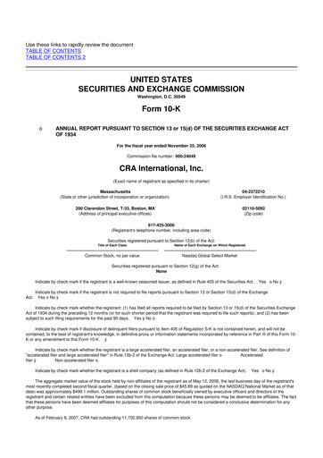 Thumbnail CRA International
 10-K Annual Report 