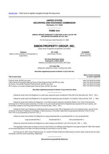 Vorschaubild Simon Property Group 10-K Jahresbericht 