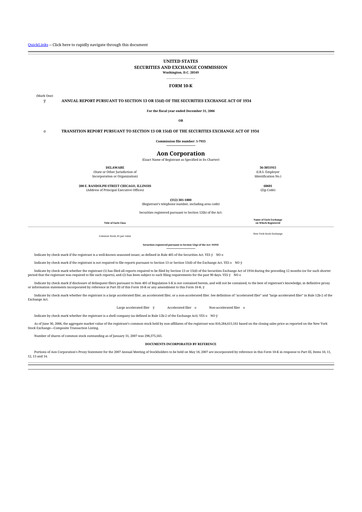 Thumbnail Aon 10-K Annual Report 