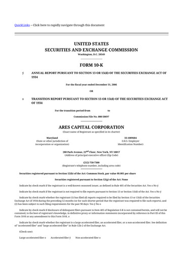 Thumbnail Ares Capital
 10-K Annual Report 