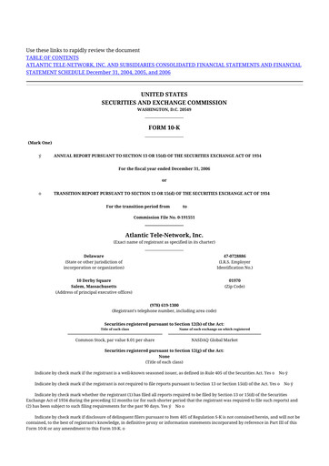 Miniature ATN International 10-K Rapport annuel 