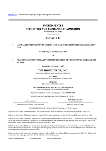 Thumbnail Home Depot 10-K Annual Report 