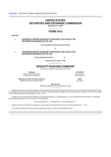 Thumbnail HP 10-Q Quarterly Report FY 