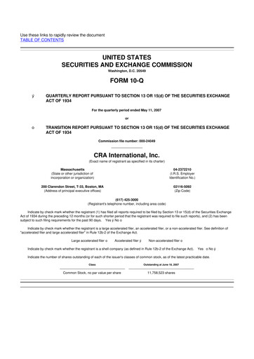Thumbnail CRA International
 10-Q Quarterly Report FY 