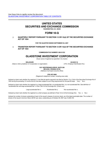 Thumbnail Gladstone Investment 10-Q Quarterly Report FY 