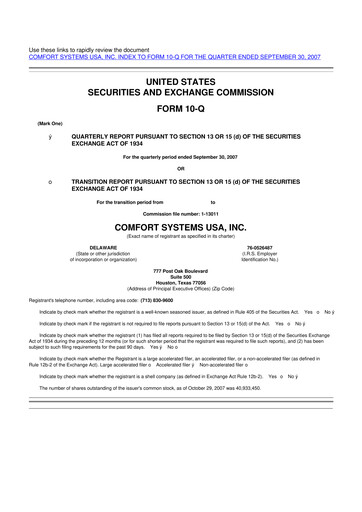 Thumbnail Comfort Systems USA 10-Q Quarterly Report FY 