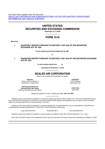 Miniature Sealed Air
 10-Q Rapport trimestriel  