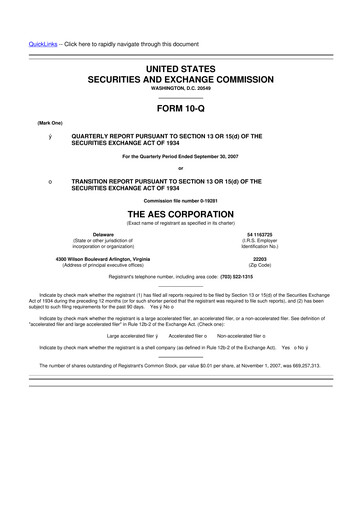 Thumbnail AES 10-Q Quarterly Report FY 