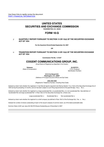Thumbnail Cogent Communications
 10-Q Quarterly Report FY 