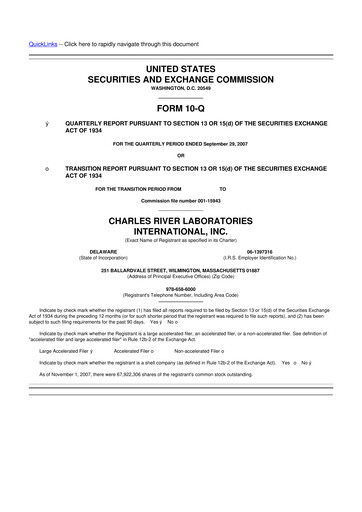 Vorschaubild Charles River Laboratories
 10-Q Quartalsbericht  