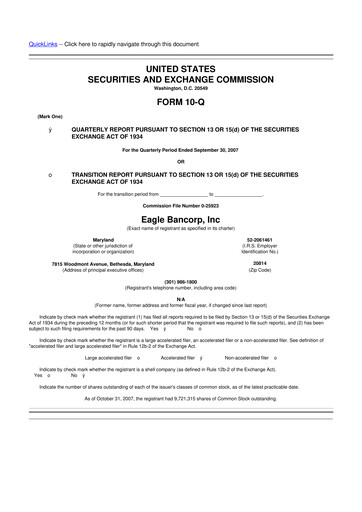 Thumbnail Eagle Bancorp 10-Q Quarterly Report FY 