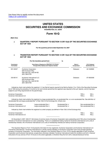 Thumbnail Huntsman Corporation
 10-Q Quarterly Report FY 