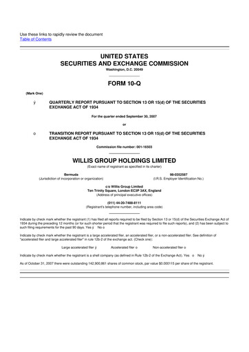 Thumbnail Willis Towers Watson  10-Q Quarterly Report FY 