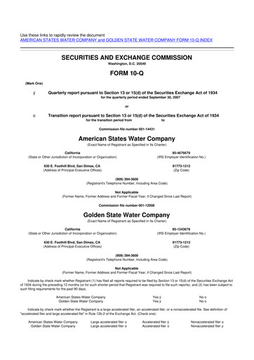 Vorschaubild American States Water
 10-Q Quartalsbericht  