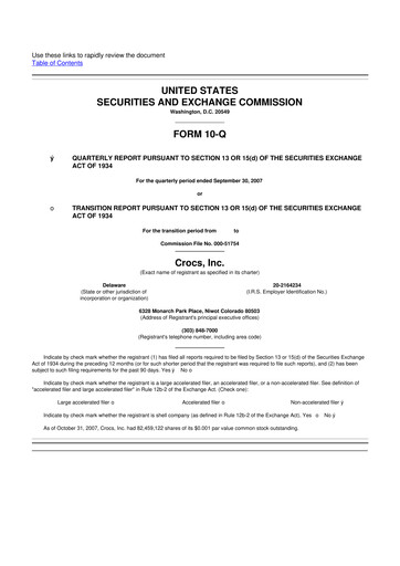 Thumbnail Crocs 10-Q Quarterly Report FY 