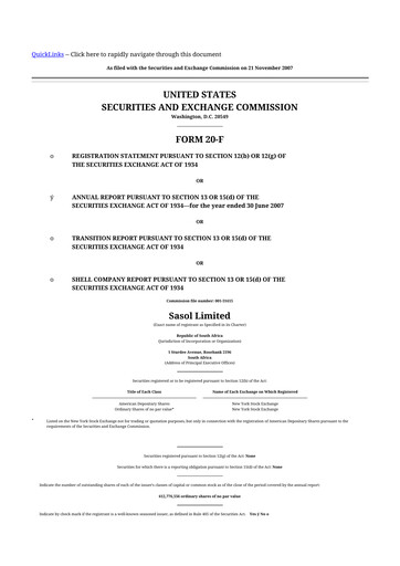 Thumbnail Sasol 20-F Annual Report 