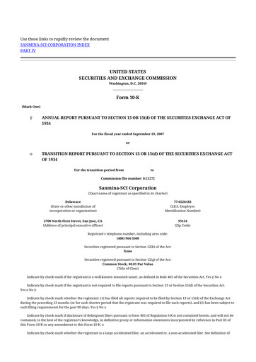 Thumbnail Sanmina 10-K Annual Report 